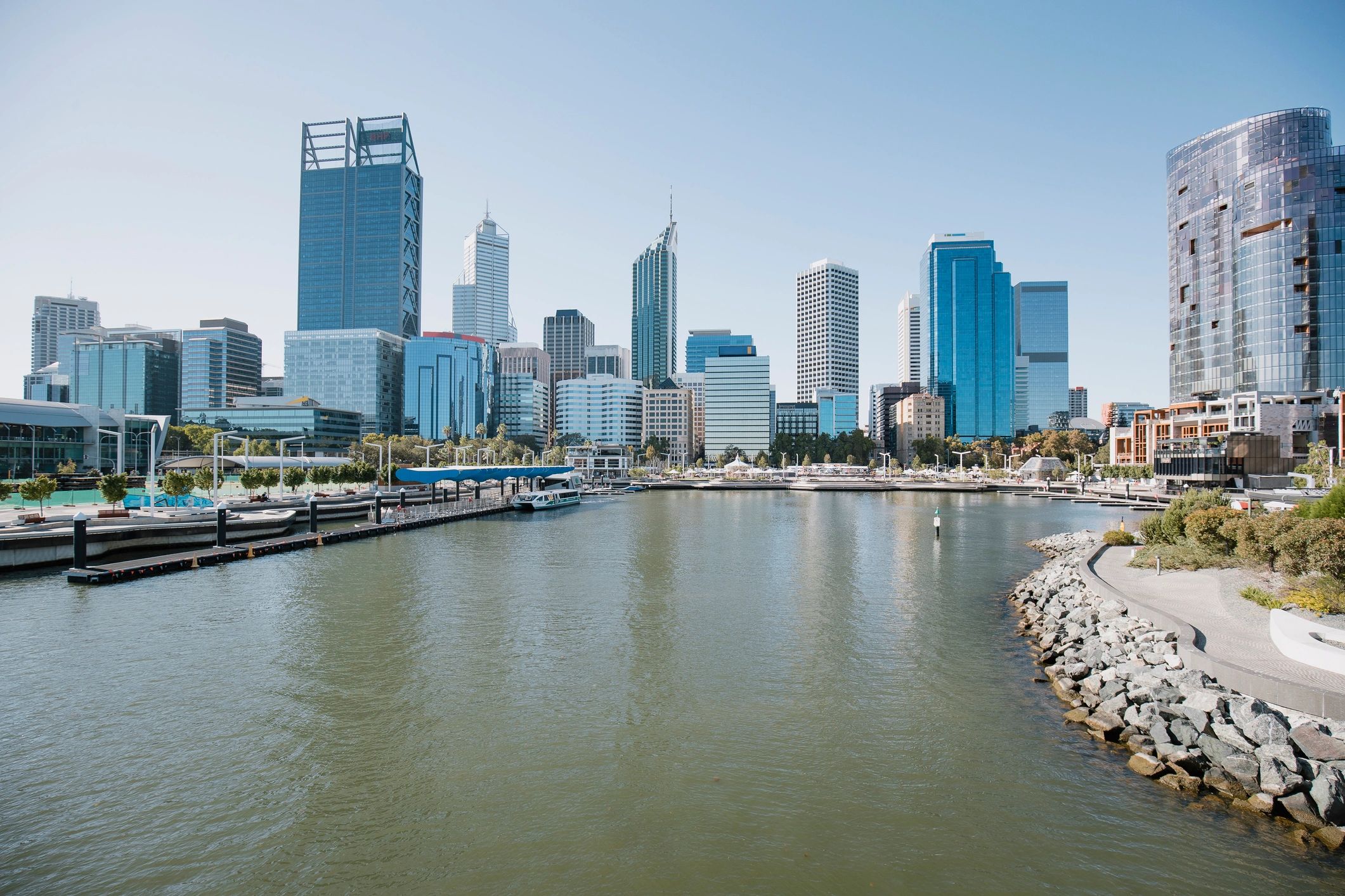 Perth skyline in clear daylight